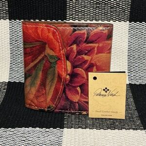 Patricia Nash nwt Reiti bi fold multi color vegan leather floral brown wallet